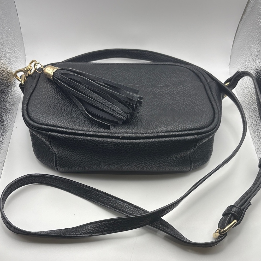 Kate & Alex Black Faux Leather Crossbody Bag